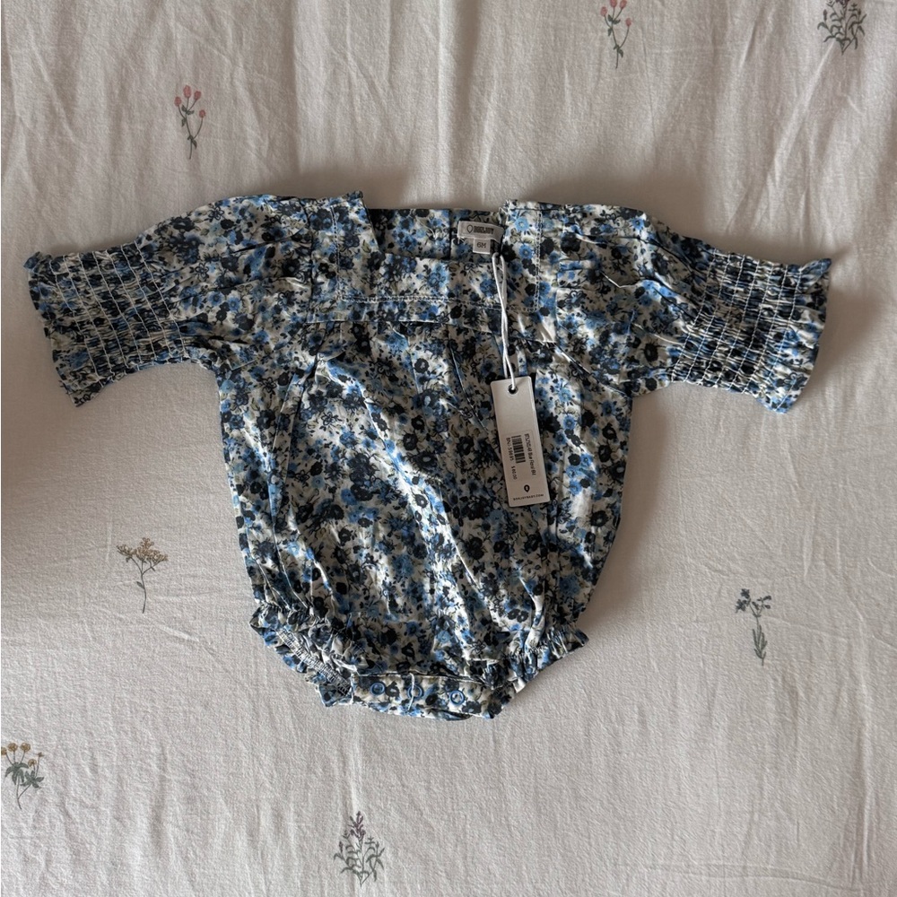 Bonjoy Floral Blue bubble Baby romper